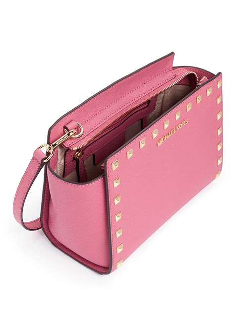 michael kors pink studded purse|Michael Kors soho shoulder bag.